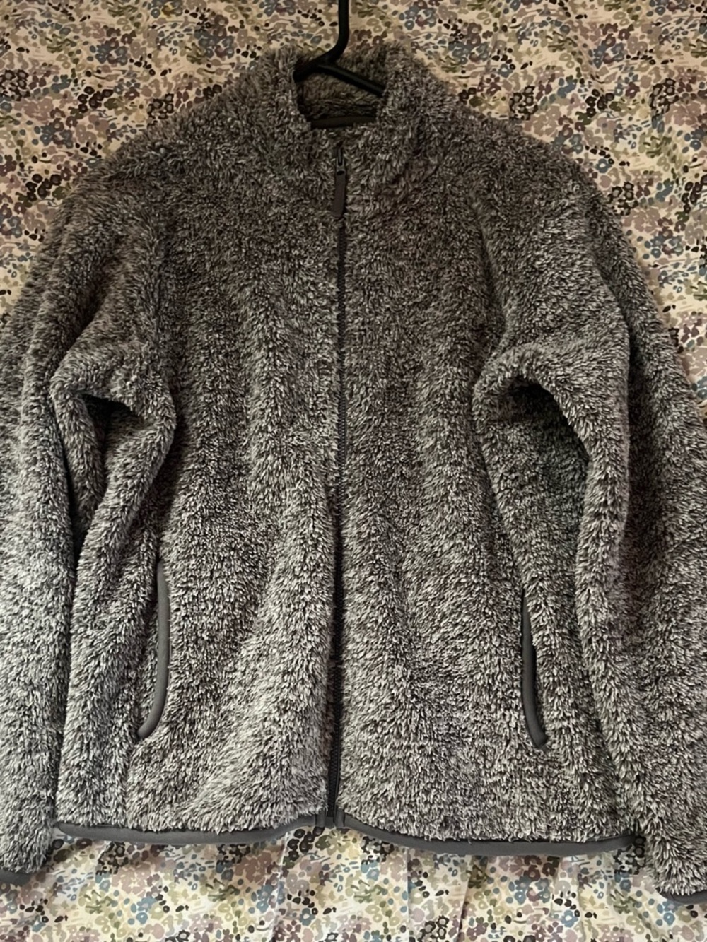 Fluffy gray zip up